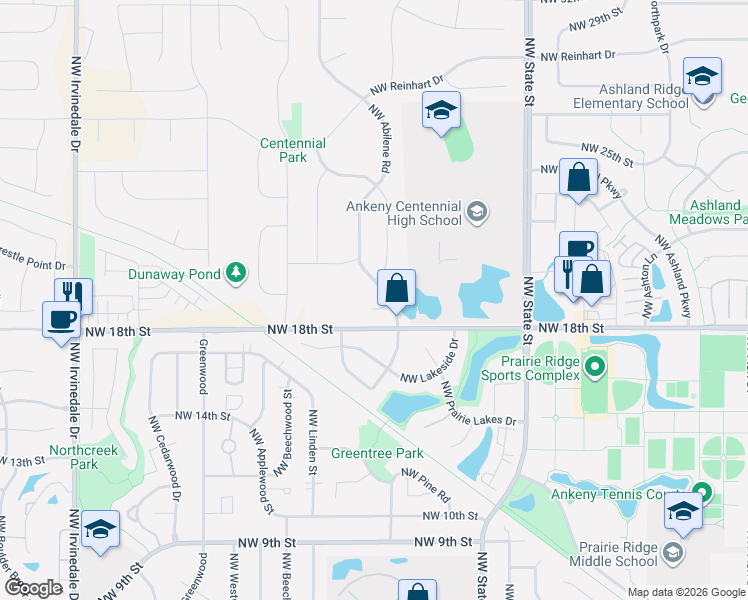 map of restaurants, bars, coffee shops, grocery stores, and more near 2003 Northwest Sharmin Drive in Ankeny
