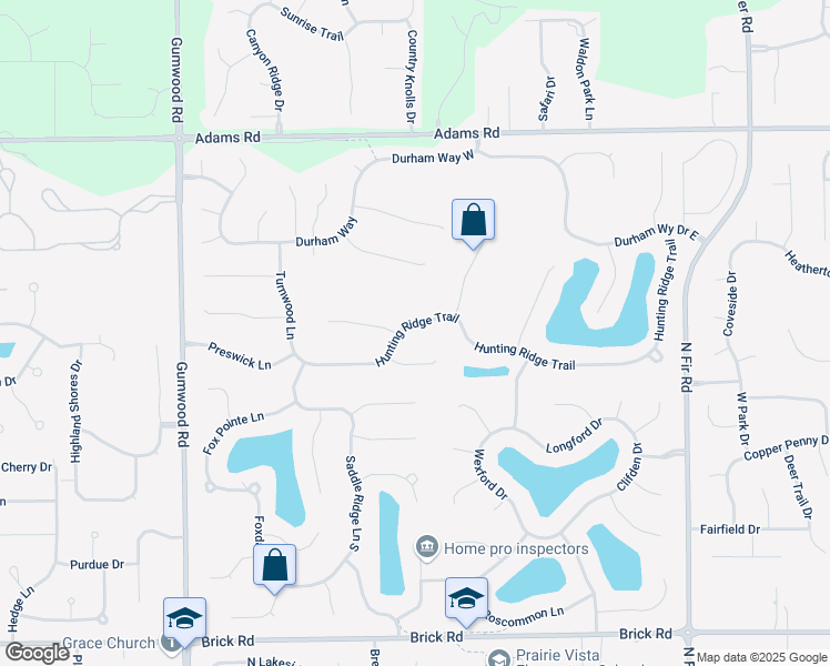 map of restaurants, bars, coffee shops, grocery stores, and more near 15480-15588 Hunting Ridge Trail in Granger