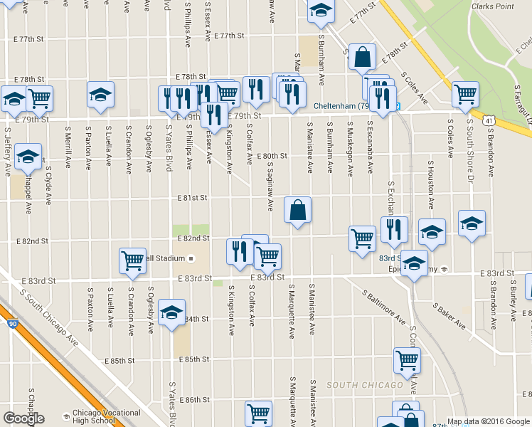 map of restaurants, bars, coffee shops, grocery stores, and more near in Chicago