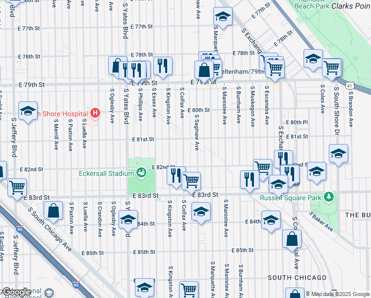 map of restaurants, bars, coffee shops, grocery stores, and more near in Chicago