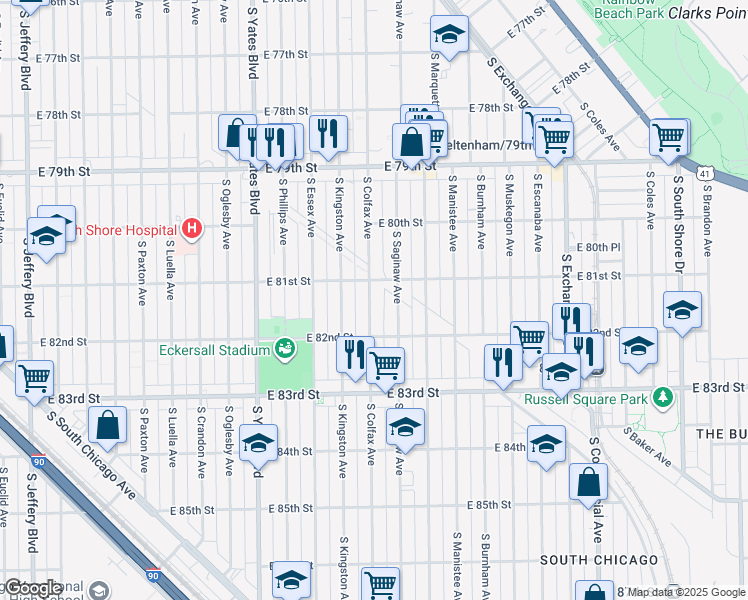 map of restaurants, bars, coffee shops, grocery stores, and more near in Chicago