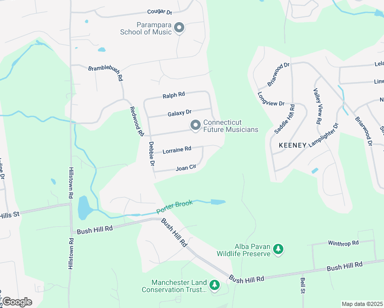 map of restaurants, bars, coffee shops, grocery stores, and more near 105 Joan Circle in Manchester