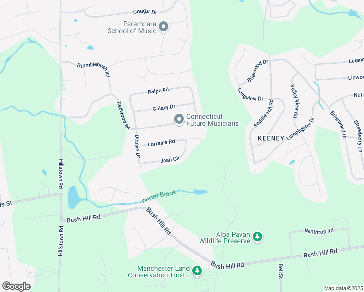 map of restaurants, bars, coffee shops, grocery stores, and more near 105 Joan Circle in Manchester