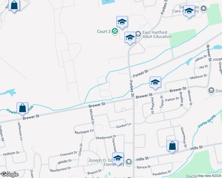 map of restaurants, bars, coffee shops, grocery stores, and more near 177 Roxbury Road in East Hartford