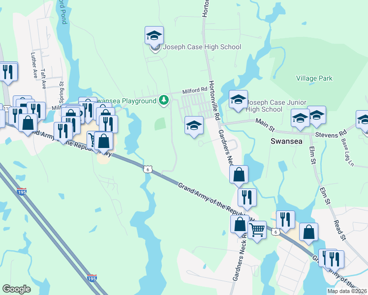 map of restaurants, bars, coffee shops, grocery stores, and more near 90 Milford Road in Swansea