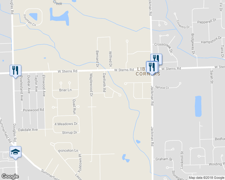 map of restaurants, bars, coffee shops, grocery stores, and more near 1926 Brookton Drive in Temperance