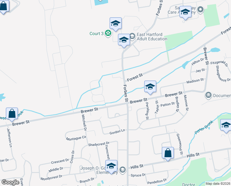 map of restaurants, bars, coffee shops, grocery stores, and more near 177 Roxbury Road in East Hartford