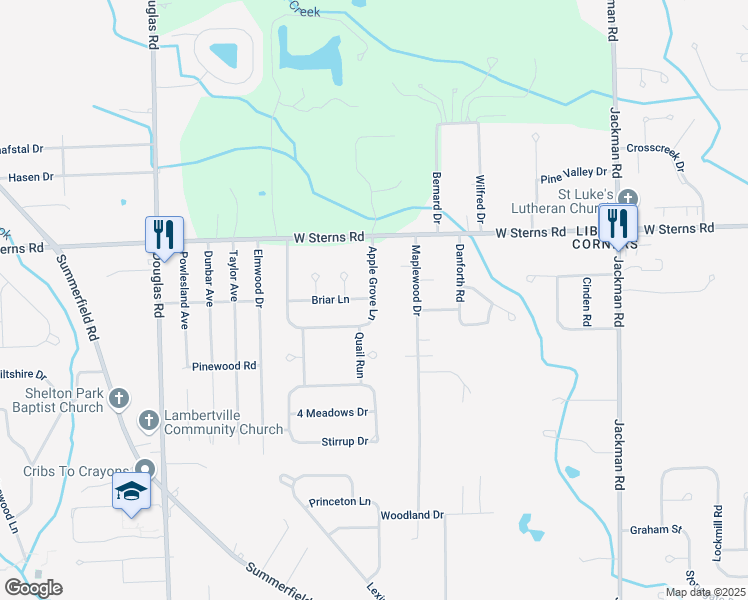 map of restaurants, bars, coffee shops, grocery stores, and more near 7298 Apple Grove Lane in Temperance
