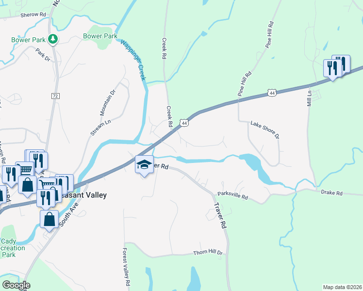 map of restaurants, bars, coffee shops, grocery stores, and more near 12 Arbor Hill Drive in Pleasant Valley