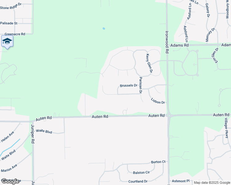 map of restaurants, bars, coffee shops, grocery stores, and more near 18483 Brussels Drive in South Bend