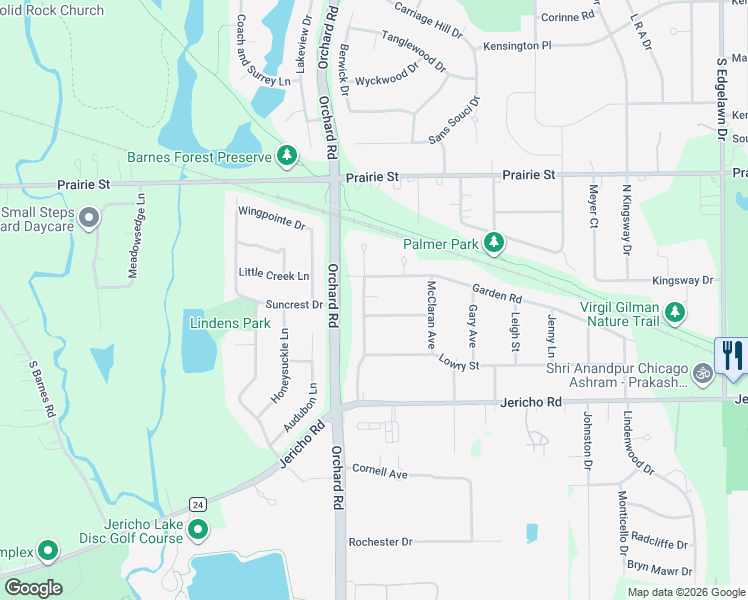 map of restaurants, bars, coffee shops, grocery stores, and more near 714 Whitlock Avenue in Aurora