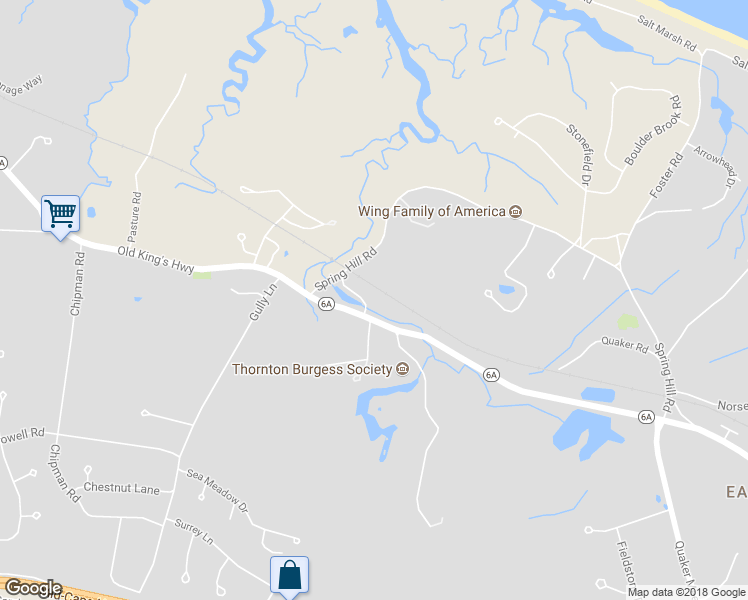 map of restaurants, bars, coffee shops, grocery stores, and more near 3 Nye Road in Mashpee