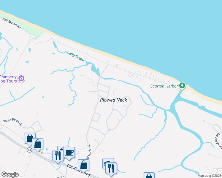 map of restaurants, bars, coffee shops, grocery stores, and more near 7 Barbara Lane in Sandwich