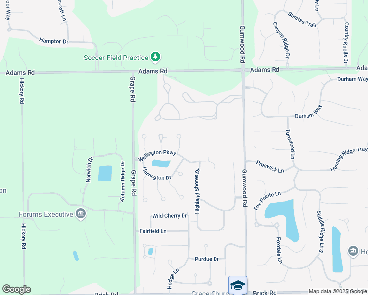 map of restaurants, bars, coffee shops, grocery stores, and more near 51330 Windsor Manor Court in Granger