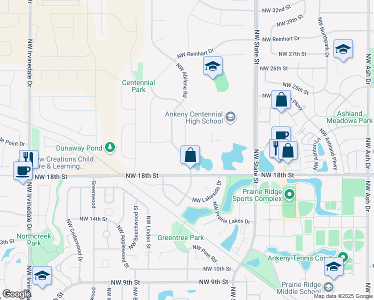 map of restaurants, bars, coffee shops, grocery stores, and more near 2003 Northwest Sharmin Drive in Ankeny