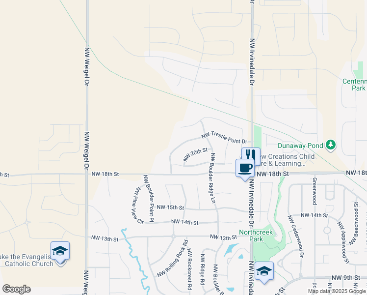 map of restaurants, bars, coffee shops, grocery stores, and more near 3417 Northwest Trestle Point Drive in Ankeny