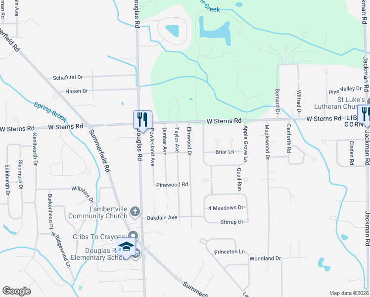 map of restaurants, bars, coffee shops, grocery stores, and more near 7319 Elmwood Drive in Temperance