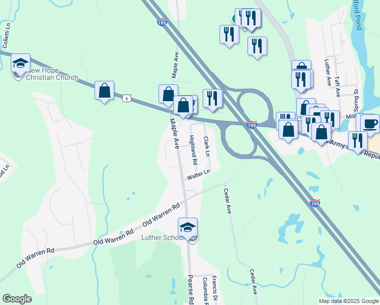 map of restaurants, bars, coffee shops, grocery stores, and more near 48 Highland Road in Swansea