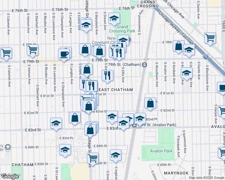 map of restaurants, bars, coffee shops, grocery stores, and more near in Chicago