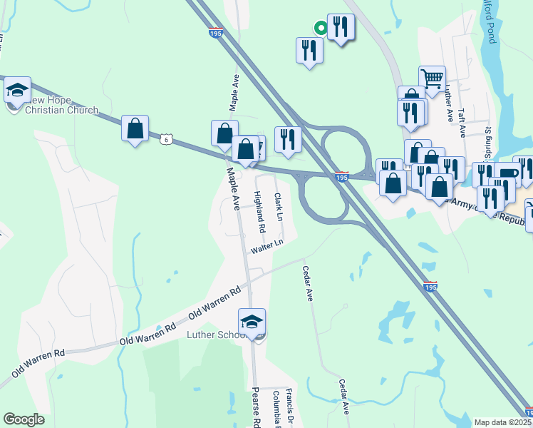 map of restaurants, bars, coffee shops, grocery stores, and more near 48 Highland Road in Swansea