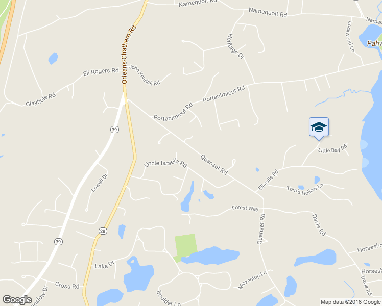 map of restaurants, bars, coffee shops, grocery stores, and more near 55 Quanset Road in Orleans