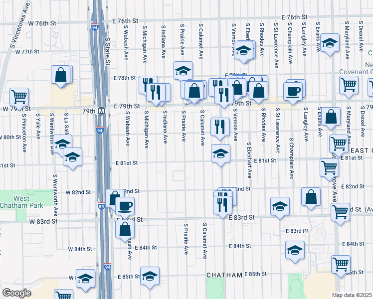 map of restaurants, bars, coffee shops, grocery stores, and more near in Chicago