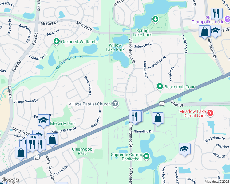 map of restaurants, bars, coffee shops, grocery stores, and more near 430 Echo Lane in Aurora