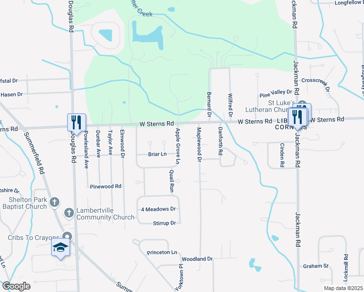 map of restaurants, bars, coffee shops, grocery stores, and more near 7298 Apple Grove Lane in Temperance