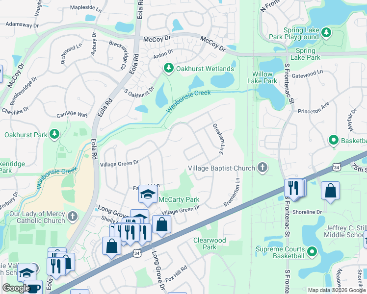 map of restaurants, bars, coffee shops, grocery stores, and more near 3129 Eugene Lane in Aurora