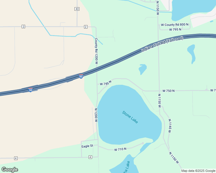 map of restaurants, bars, coffee shops, grocery stores, and more near 11916 West 745 North in Middlebury