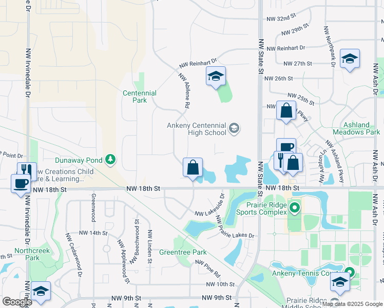 map of restaurants, bars, coffee shops, grocery stores, and more near 2003 Northwest Sharmin Drive in Ankeny