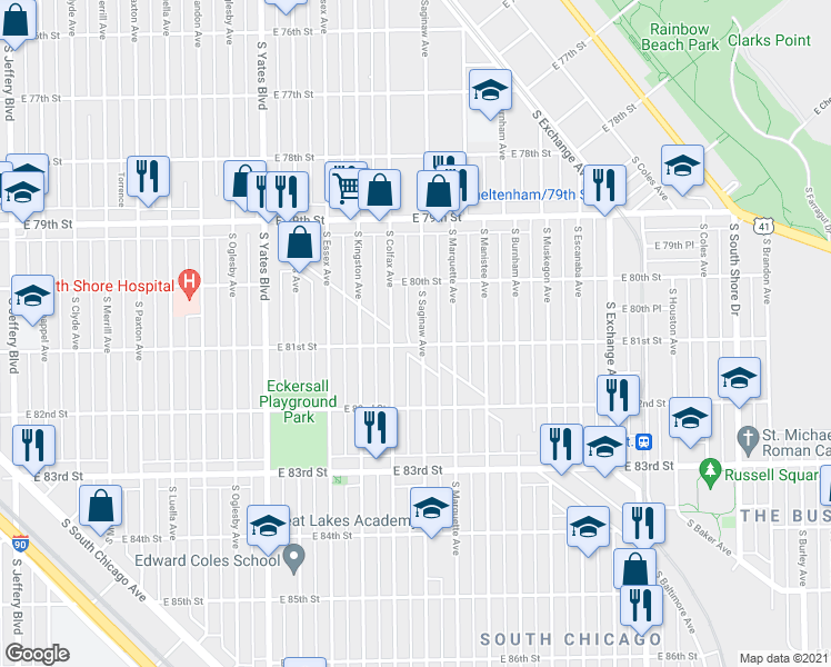map of restaurants, bars, coffee shops, grocery stores, and more near in Chicago