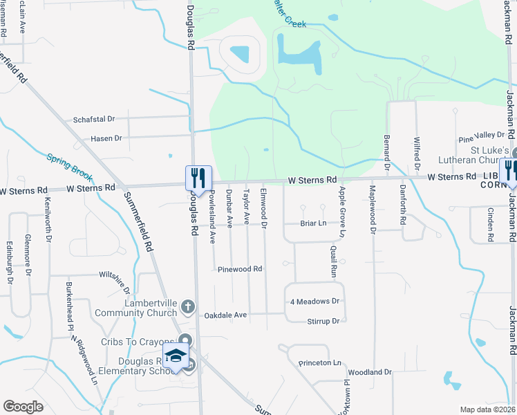 map of restaurants, bars, coffee shops, grocery stores, and more near 7319 Elmwood Drive in Temperance