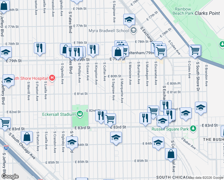 map of restaurants, bars, coffee shops, grocery stores, and more near in Chicago