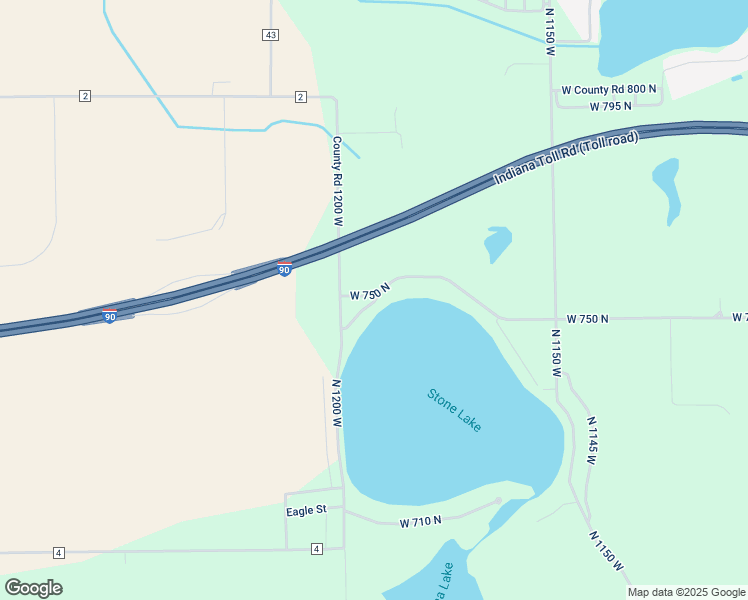map of restaurants, bars, coffee shops, grocery stores, and more near 11916 West 745 North in Middlebury
