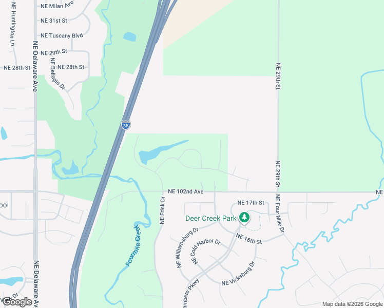 map of restaurants, bars, coffee shops, grocery stores, and more near 2626 Northeast 102nd Avenue in Ankeny