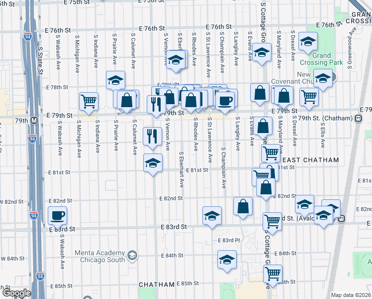 map of restaurants, bars, coffee shops, grocery stores, and more near in Chicago