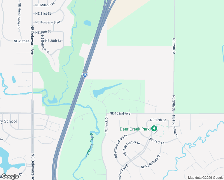 map of restaurants, bars, coffee shops, grocery stores, and more near 2518 Northeast 102nd Avenue in Ankeny