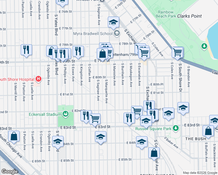 map of restaurants, bars, coffee shops, grocery stores, and more near in Chicago