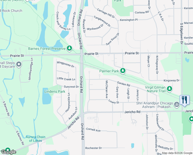 map of restaurants, bars, coffee shops, grocery stores, and more near 670 Whitlock Avenue in Aurora