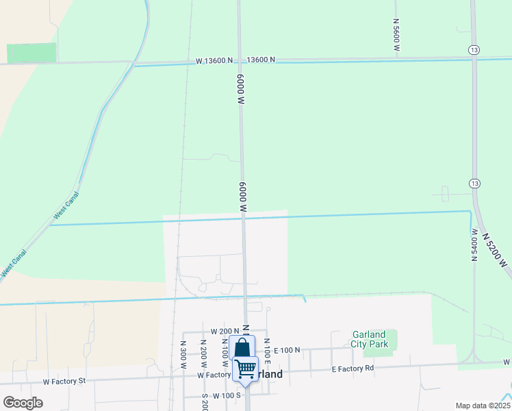 map of restaurants, bars, coffee shops, grocery stores, and more near 13200 North 6000 West in Garland