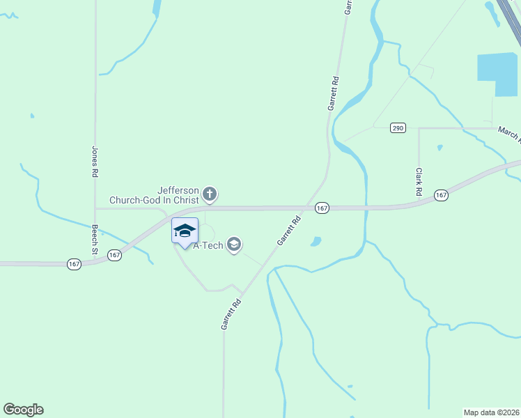 map of restaurants, bars, coffee shops, grocery stores, and more near 1501 Highway 167 in Jefferson