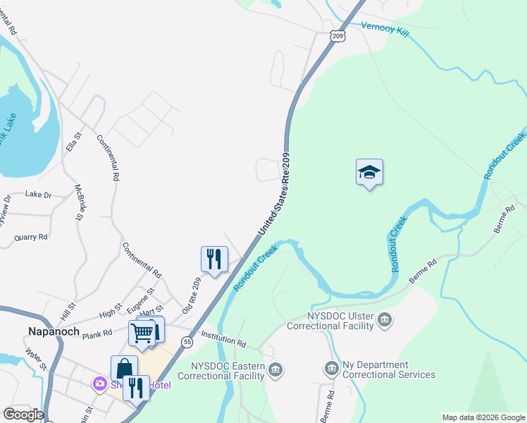 map of restaurants, bars, coffee shops, grocery stores, and more near 7360 U.S. 209 in Napanoch