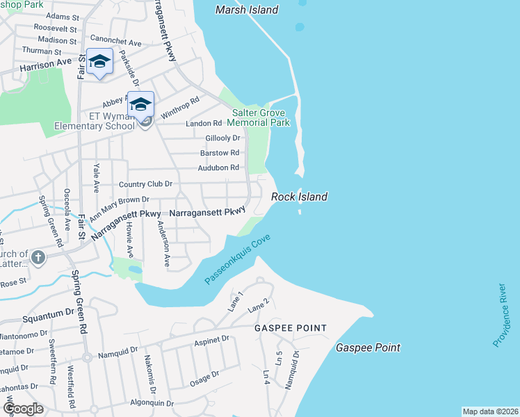 map of restaurants, bars, coffee shops, grocery stores, and more near 6 General Hawkins Drive in Warwick