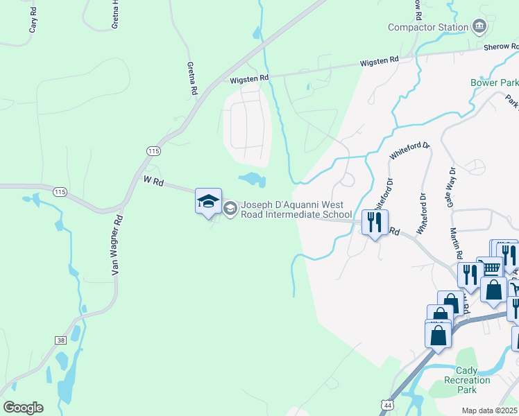 map of restaurants, bars, coffee shops, grocery stores, and more near 168 West Road in Pleasant Valley