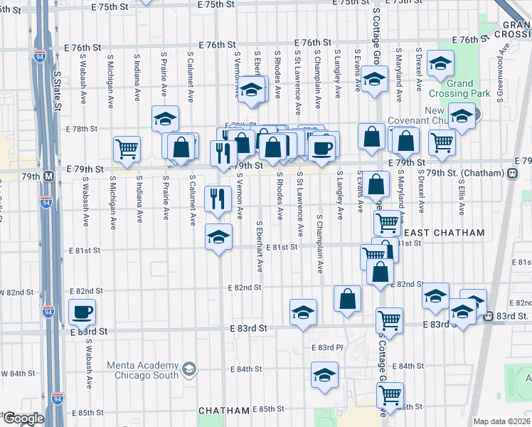 map of restaurants, bars, coffee shops, grocery stores, and more near in Chicago