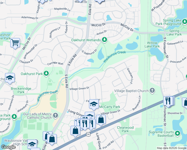 map of restaurants, bars, coffee shops, grocery stores, and more near 3070 Compton Road in Aurora