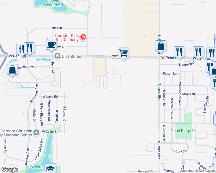 map of restaurants, bars, coffee shops, grocery stores, and more near 432 Cambria Drive in North Liberty
