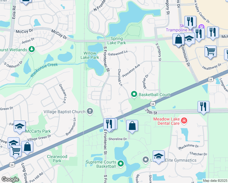 map of restaurants, bars, coffee shops, grocery stores, and more near 3560 Fairfax Court West in Aurora