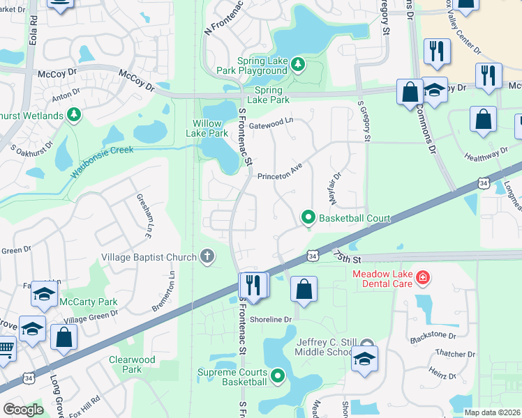 map of restaurants, bars, coffee shops, grocery stores, and more near 3560 Fairfax Court West in Aurora